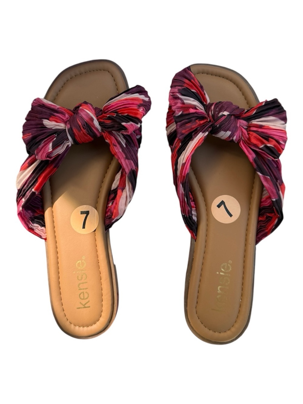 kensie Renata 2 Multicolor Knotted Slide Sandals in Pink Burgundy Women’s Size 7
